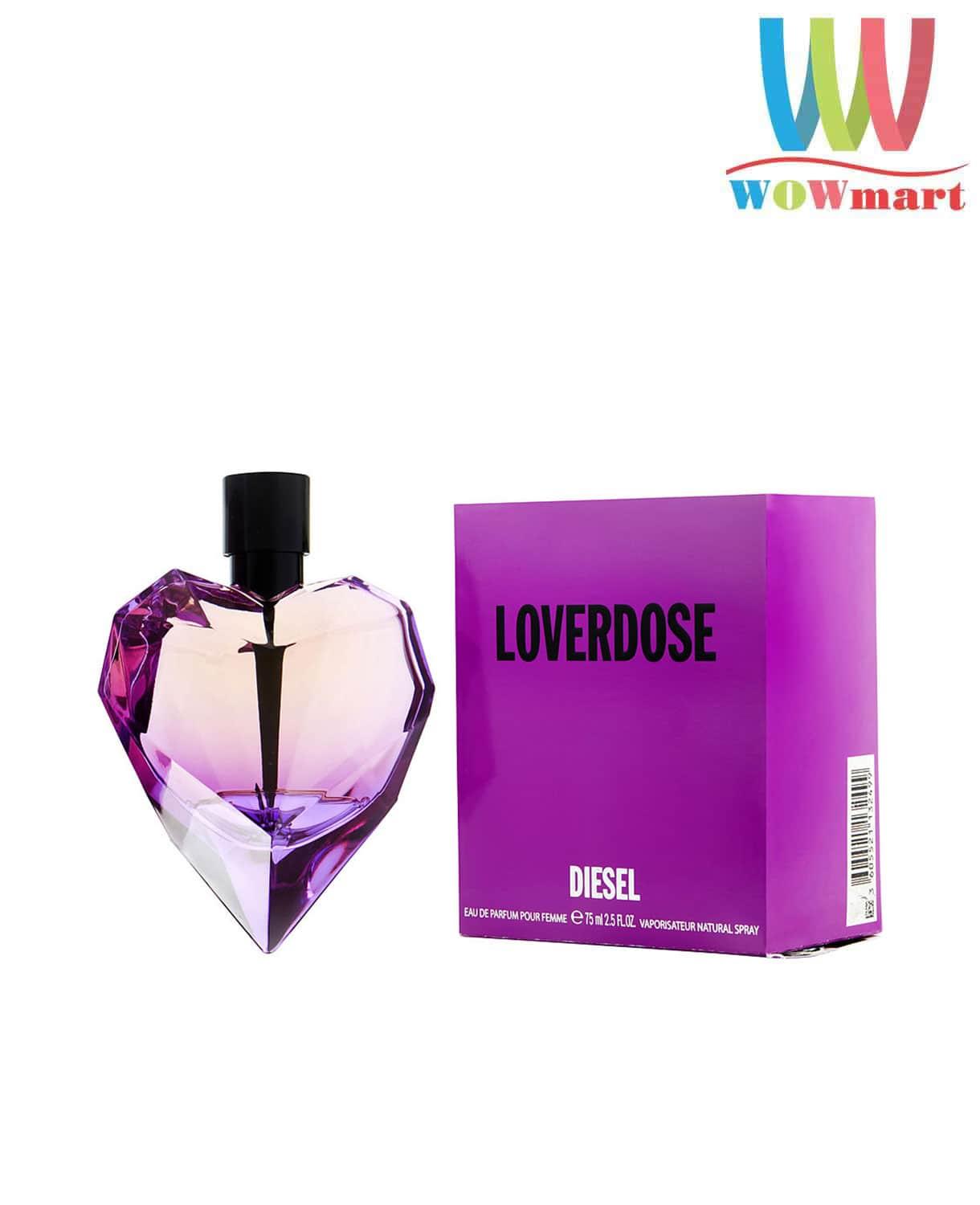 Hinh anh chai nuoc hoa Diesel Loverdose Edp mau tim hinh trai tim.
